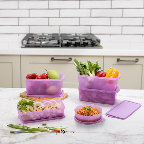 Tupperware Bộ hộp trữ mát Freshia Collection Purple (5 hộp) Bộ hộp trữ mát Freshia